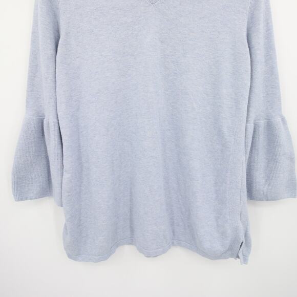 H by Halston Sweater Top Blue V Neck Bell Sleeve 3/4 Sleeve Blouse Casual Size M - Picture 3 of 11
